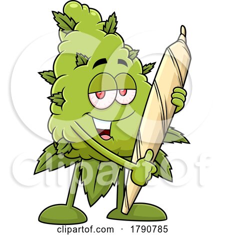 Cartoon Cannabis Marijuana Bud Mascot Holding a Joint by Hit Toon
