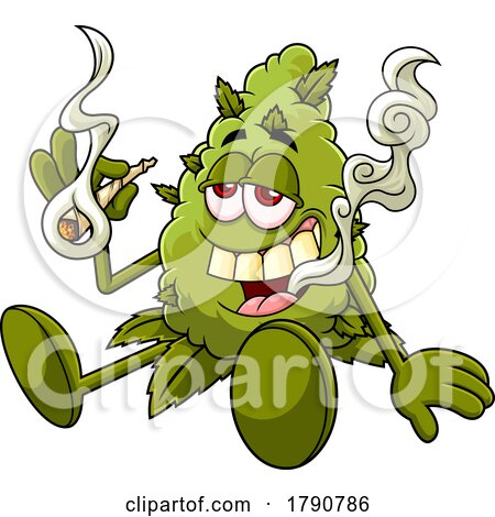 Cartoon Cannabis Marijuana Bud Mascot Smoking a Joint by Hit Toon #1790786