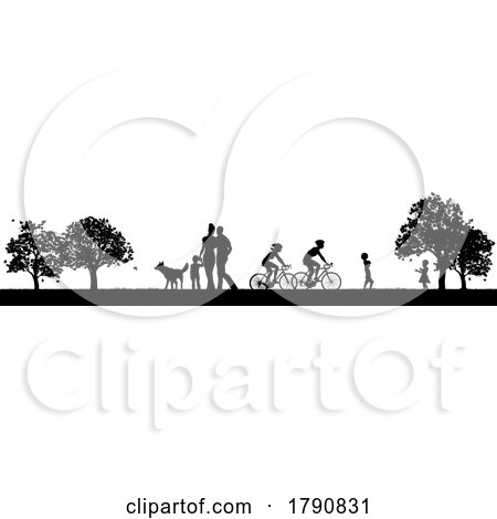 Silhouette People Enjoying the Park or Outdoors by AtStockIllustration