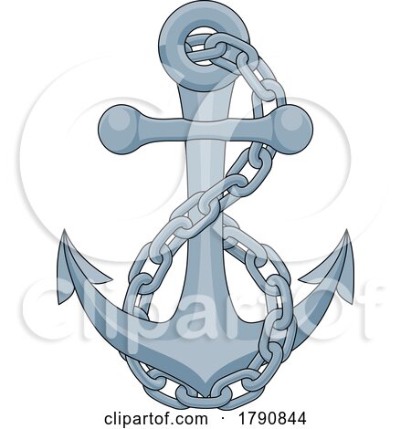 Royalty-Free (RF) Clipart Illustration of a Blue Nautical Anchor
