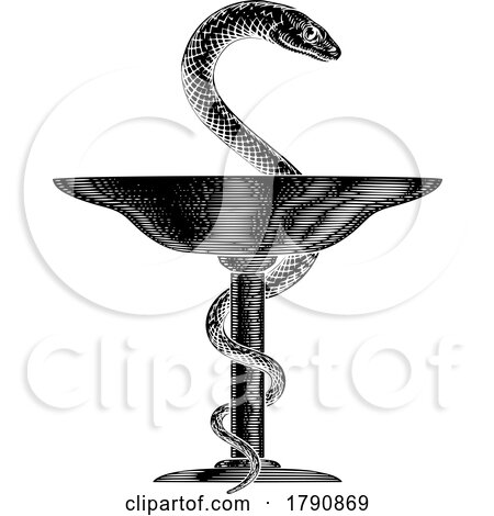Bowl of Hygieia Snake Medical Pharmacist Icon by AtStockIllustration