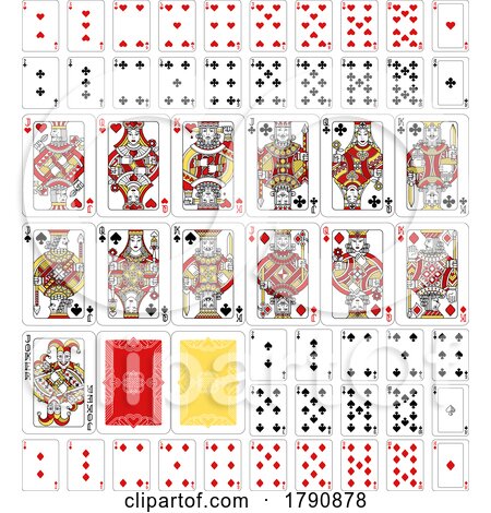 Playing Cards Deck Full Complete Red Yellow Black by AtStockIllustration