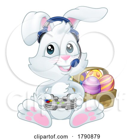 Easter Bunny Gamer Video Game Player Controller by AtStockIllustration