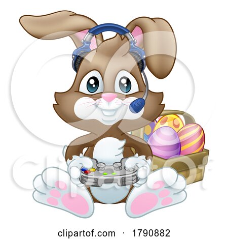 Easter Bunny Gamer Video Game Player Controller by AtStockIllustration