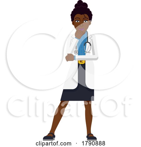 Black Doctor Woman Healthcare Cartoon Character by AtStockIllustration
