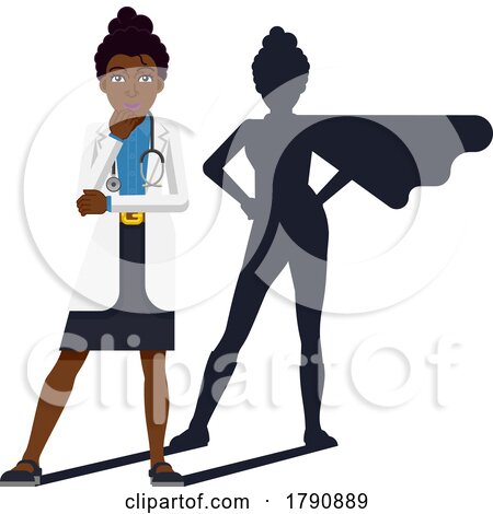 Black Doctor Woman Healthcare Cartoon Super Hero by AtStockIllustration