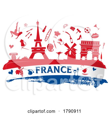 France Travel Flag and Icons by Domenico Condello