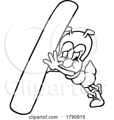 Black and White Cartoon Ant Holding up a Stem by dero