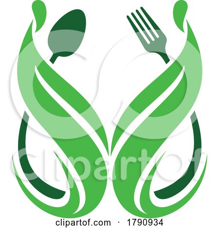 Green Leaves with a Fork and Spoon by Vector Tradition SM