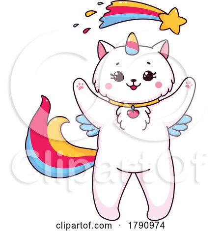 Unicorn Cat Caticorn with a Shooting Star by Vector Tradition SM