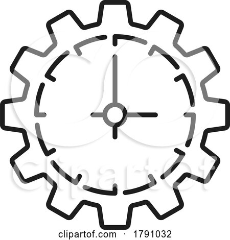 Black and White Gear Clock Icon by Vector Tradition SM