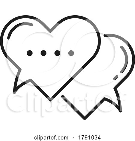 Black and White Dialogue Heart Icon by Vector Tradition SM