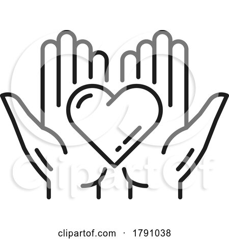 Black and White Hands and Heart Icon by Vector Tradition SM