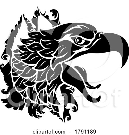 Eagle Hawk Face Head Ripping Tearing Background by AtStockIllustration
