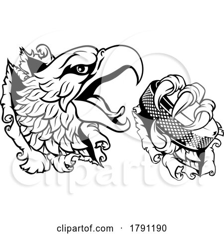 Bald Eagle Hawk Ripping Ice Hockey Mascot Puck by AtStockIllustration