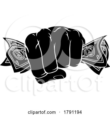 Money Fist Hand Holding Dollars Full of Cash by AtStockIllustration