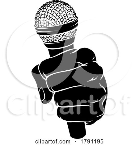 Fist Hand Holding Mic Microphone Cartoon Icon by AtStockIllustration