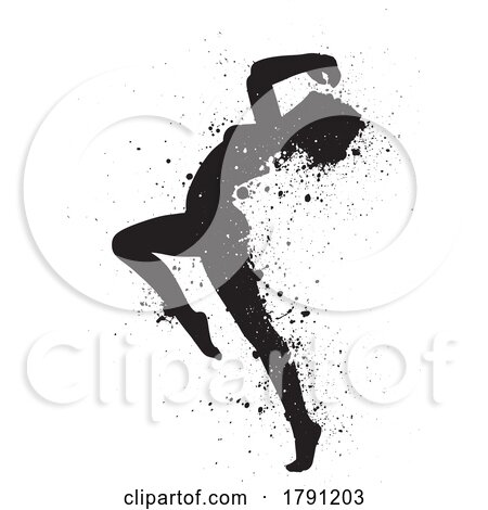 Grunge Splatter Silhouette of a Female in a Modern Dance Pose 0504 by KJ Pargeter