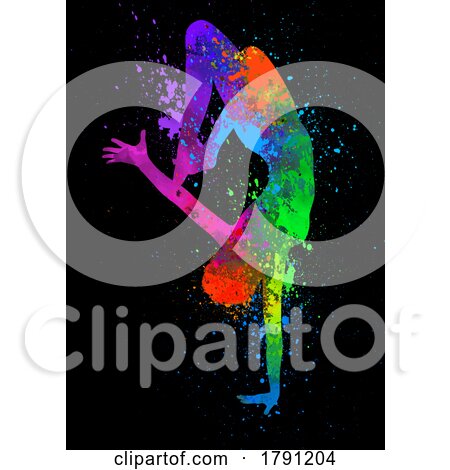 Watercolour Female Silhouette in Modern Dance Pose by KJ Pargeter