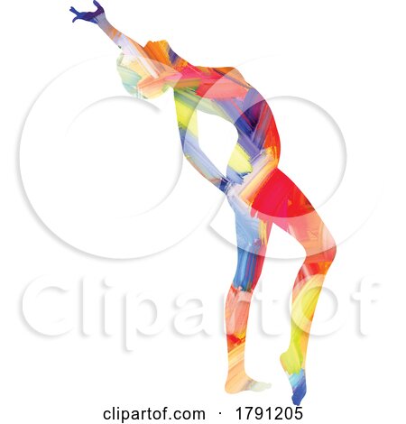 Female in Dance Pose with Abstract Hand Painted Texture 0504 by KJ Pargeter