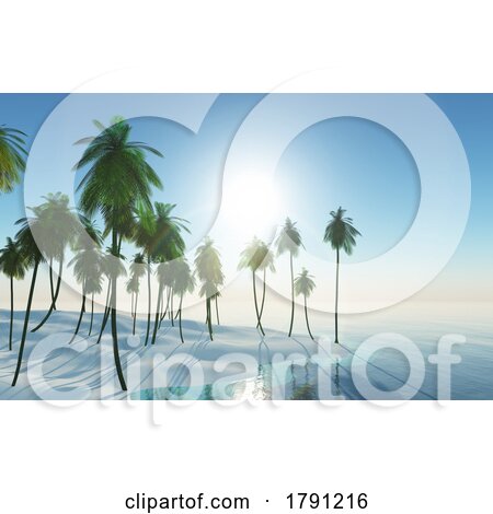 3D Landscape with a Palm Tree Island by KJ Pargeter