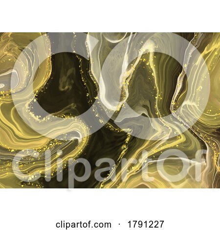 Abstract Background with a Liquid Marble Design and Gold Glitter Elements by KJ Pargeter