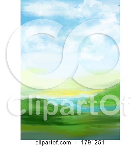 Abstract Hand Painted Sunny Landscape Background Design by KJ Pargeter
