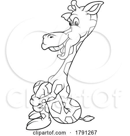 Cartoon Black and White Giraffe Hugging Its Knees and Laughing by dero
