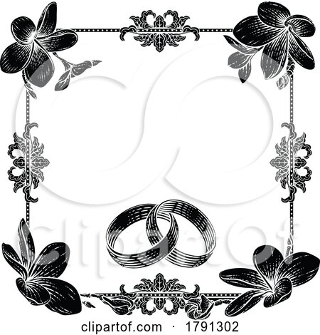 Plumeria Tropical Flower Wedding Band Rings Invite by AtStockIllustration