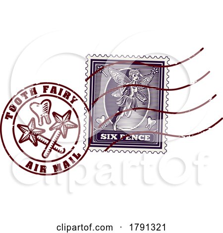 Tooth Fairy Letter Postage Postal Post Stamps by AtStockIllustration