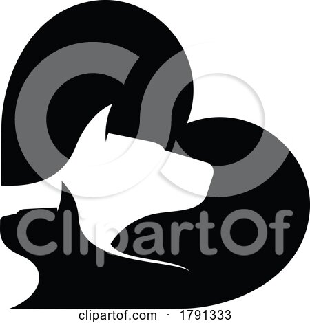 Silhouetted Cat and Dog in a Heart by Vector Tradition SM