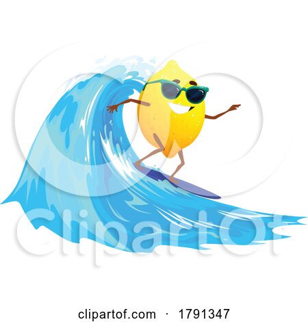 Surfing Lemon Mascot by Vector Tradition SM