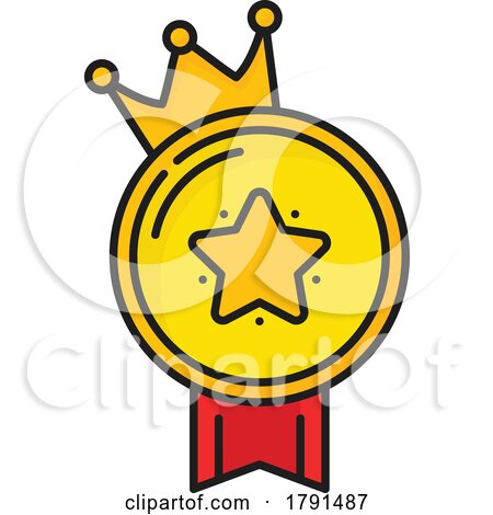 Crown Star Ribbon Medal Award Icon by Vector Tradition SM
