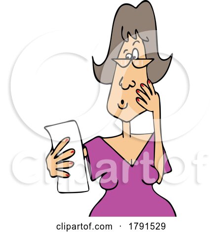 Cartoon Shocked Woman Reading a Receipt by djart