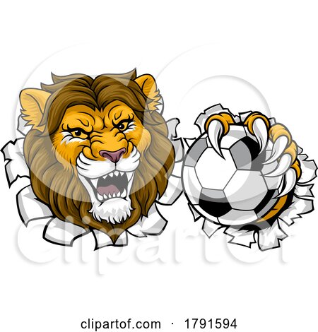 Lion Soccer Football Animal Sports Team Mascot by AtStockIllustration