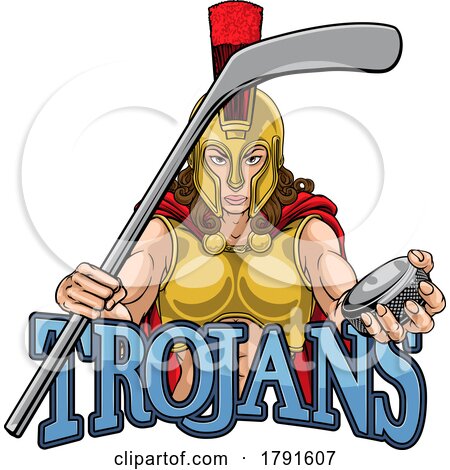 Trojan Woman Ice Hockey Sports Team Mascot by AtStockIllustration