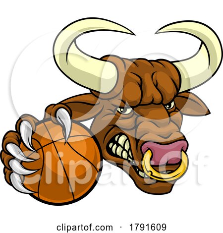 Bull Minotaur Longhorn Cow Basketball Mascot by AtStockIllustration