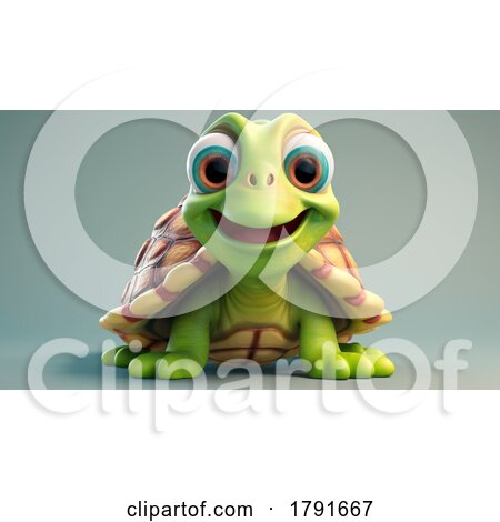3d Cute Baby Tortoise on a Dark Background by chrisroll