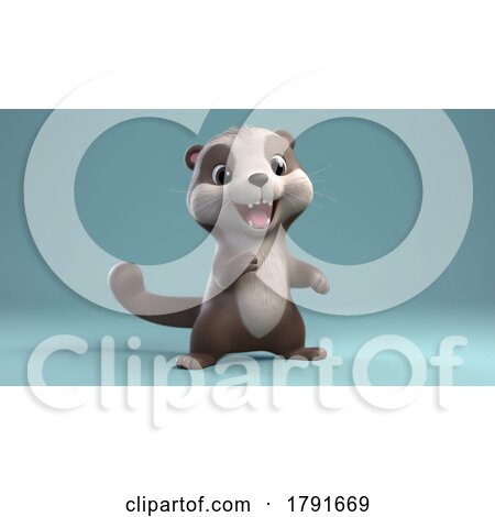 3d Cute Baby Otter on a Dark Background by chrisroll