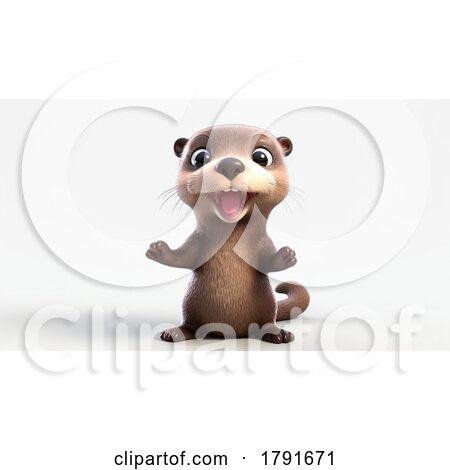 3d Cute Baby Otter on a Shaded Background by chrisroll