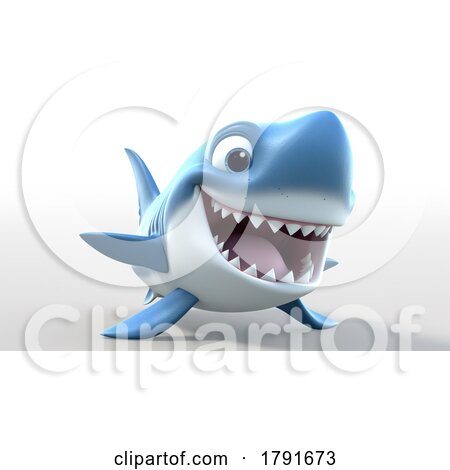 3d Cute Shark on a Shaded Background by chrisroll