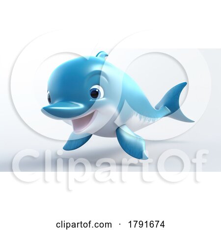 3d Cute Dolphin on a Shaded Background by chrisroll