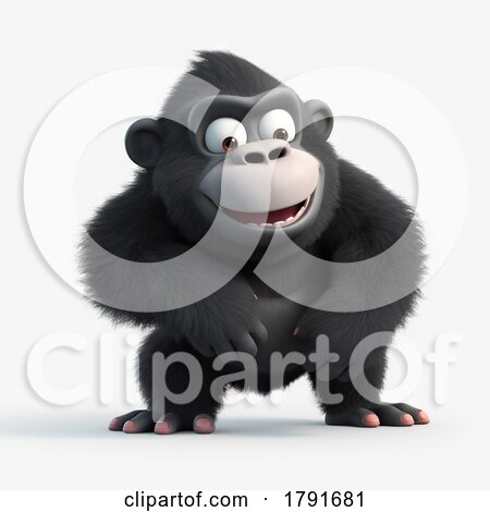 3d Cute Monkey on a Shaded Background by chrisroll
