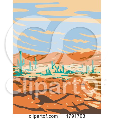 Saguaro National Park in Sonoran Desert Arizona WPA Poster Art by patrimonio