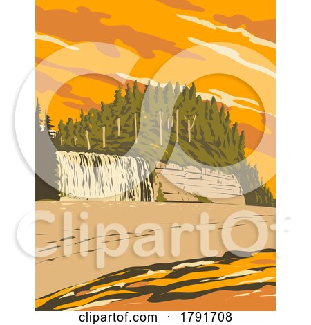 Tsusiat Falls on West Coast Trail in Pacific Rim National Park Reserve British Columbia Canada WPA Poster Art by patrimonio