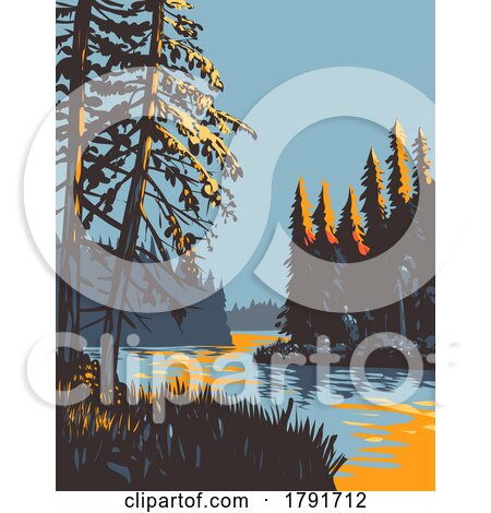 Lake Waskesiu Prince Albert National Park in Saskatchewan Canada WPA Poster Art by patrimonio