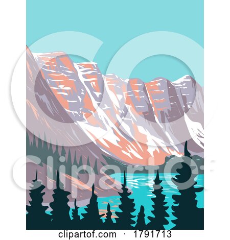 Moraine Lake in Banff National Park Alberta Canada WPA Poster Art by patrimonio