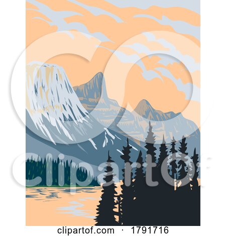 Jasper National Park in the Canadian Rocky Mountains in Alberta Canada WPA Poster Art by patrimonio
