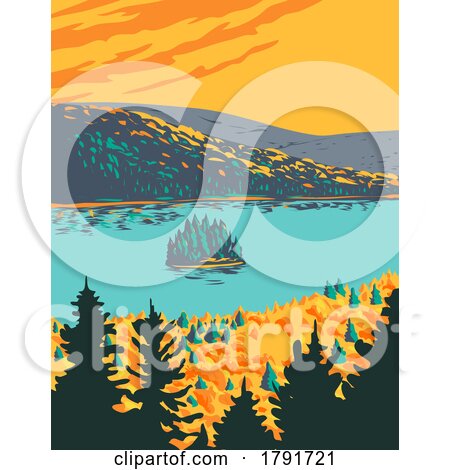 Pines Island in Lake Wapizagonke Within La Mauricie National Park Quebec Canada WPA Poster Art by patrimonio