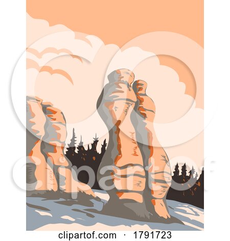 Monoliths of Mingan Archipelago National Park Reserve Quebec Canada WPA Poster Art by patrimonio
